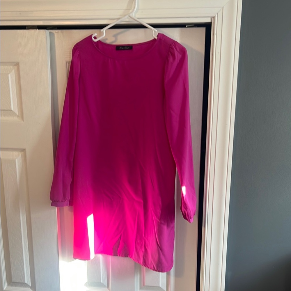 Maternity Vibrant Pink Long Sleeve Dress